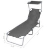 Joanna Sun Lounger Chaise, Gray Fabric, Powder-Coated Steel, 74 Inch