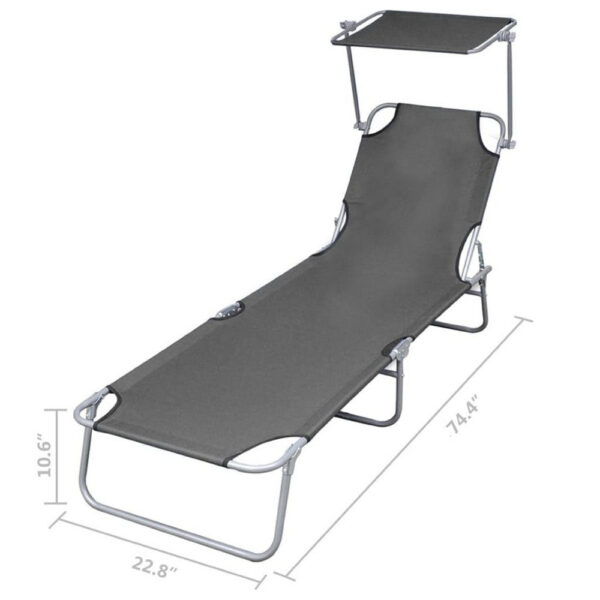 Joanna Sun Lounger Chaise, Gray Fabric, Powder-Coated Steel, 74 Inch