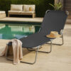 Joanna Sun Lounger Chaise, Gray Fabric, Powder-Coated Steel, 74 Inch