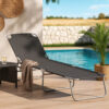 Joanna Sun Lounger Chaise, Gray Fabric, Powder-Coated Steel, 74 Inch