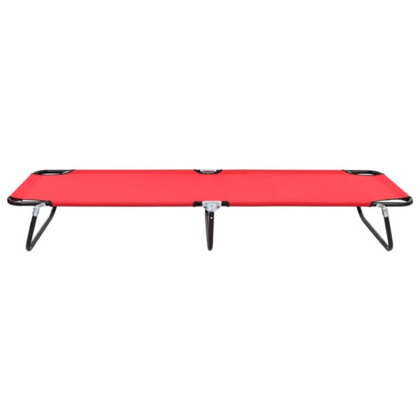 Outdoor Chaise Lounger, Red Polyester, Black Powder-Coated Steel, 75 Inch