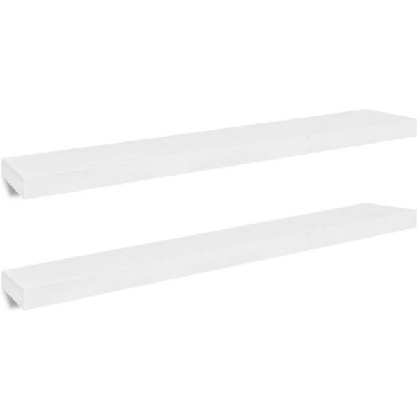Zyno Floating Wall Shelves Set of 2, Matte White MDF Body