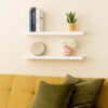 Zyno Floating Wall Shelves Set of 2, Matte White MDF Body