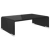 39 Inch TV Stand, Black Tempered Glass, High-Gloss Finish, C Shape
