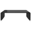 39 Inch TV Stand, Black Tempered Glass, High-Gloss Finish, C Shape