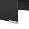 39 Inch TV Stand, Black Tempered Glass, High-Gloss Finish, C Shape