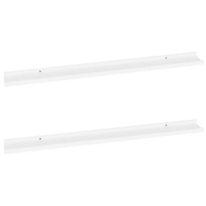 Yuli Modern Wall Shelf Set of 2, Raised Ledge Design, White MDF 39 Inch