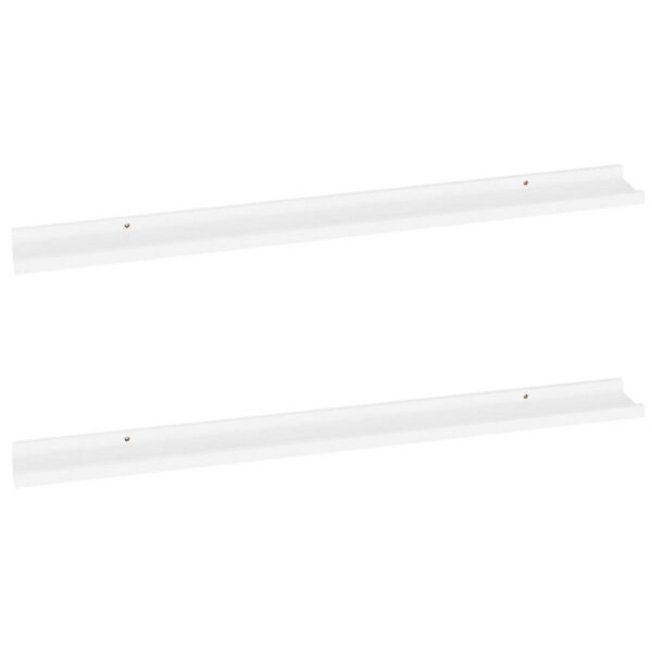 Yuli Modern Wall Shelf Set of 2, Raised Ledge Design, White MDF 39 Inch