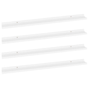 Yuli Modern Wall Shelf Set of 4, Raised Ledge Design, White MDF 39 Inch