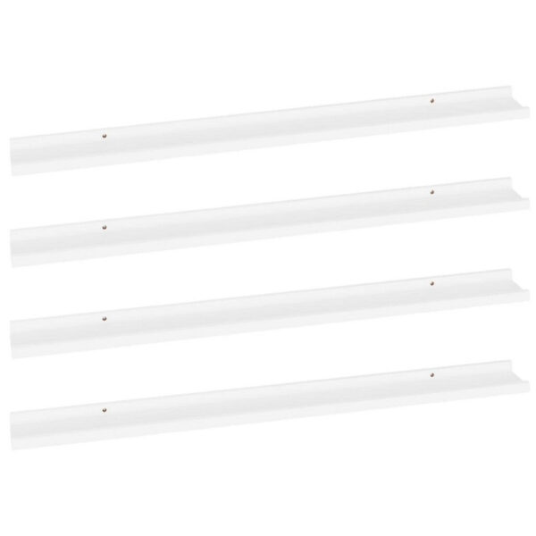 Yuli Modern Wall Shelf Set of 4, Raised Ledge Design, White MDF 39 Inch