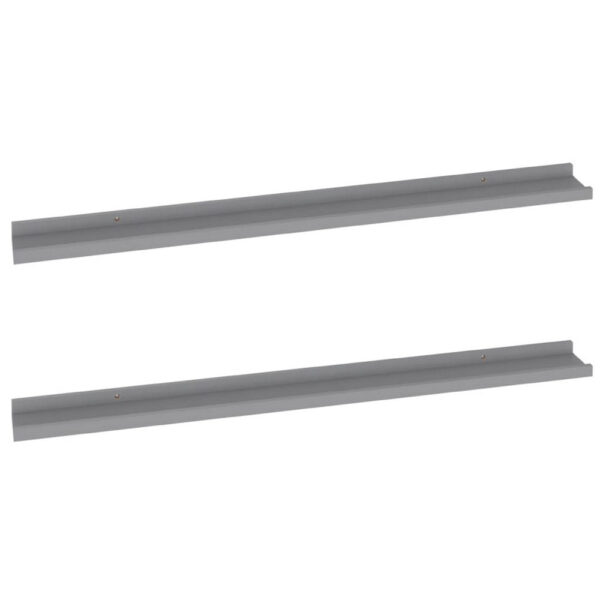 Yuli Modern Wall Shelf Set of 2, Raised Ledge Design, Gray MDF 39 Inch