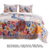 Tess Microfiber 3 Piece Full Quilt Set, Peacock, Floral Print, Multicolor