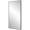 40 Inch Wood Wall Mirror, Rectangular Thin Frame, Black
