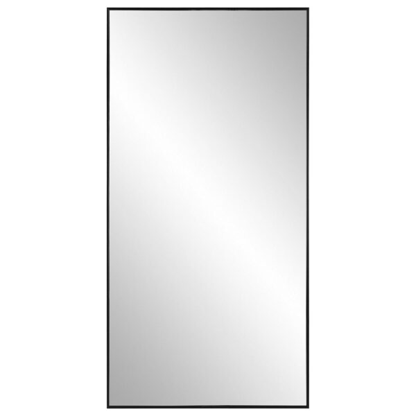 40 Inch Wood Wall Mirror, Rectangular Thin Frame, Black
