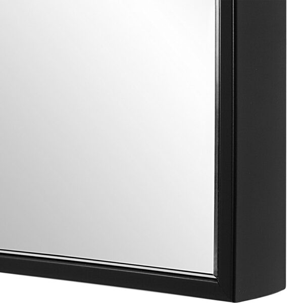 40 Inch Wood Wall Mirror, Rectangular Thin Frame, Black