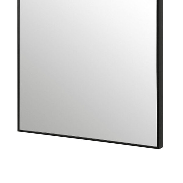 40 Inch Wood Wall Mirror, Rectangular Thin Frame, Black