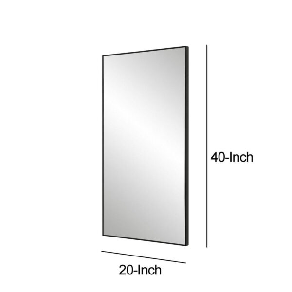 40 Inch Wood Wall Mirror, Rectangular Thin Frame, Black