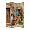 72 Inch 3 Panel Canvas Room Divider, Streets, Flowers, Plants, Multicolor