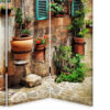 72 Inch 3 Panel Canvas Room Divider, Streets, Flowers, Plants, Multicolor