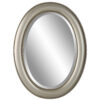29 Inch Wood Wall Mirror, Beaded Oval Shape, Metallic Silver
