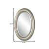29 Inch Wood Wall Mirror, Beaded Oval Shape, Metallic Silver
