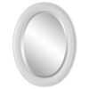 29 Inch Wood Wall Mirror, Beaded Oval Shape, White