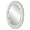29 Inch Wood Wall Mirror, Beaded Oval Shape, White