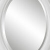 29 Inch Wood Wall Mirror, Beaded Oval Shape, White