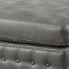 Simi 34 Inch Square Ottoman, Handcrafted Legs, Gray Vegan Faux Leather