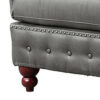 Simi 34 Inch Square Ottoman, Handcrafted Legs, Gray Vegan Faux Leather