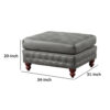 Simi 34 Inch Square Ottoman, Handcrafted Legs, Gray Vegan Faux Leather