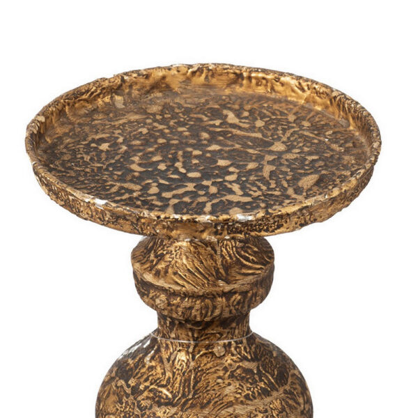 Mia 24 Inch Pillar Candle Holder, Antique Brass Metal, Turned Pedestal
