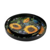 2 Piece Modern Decorative Trays, Round Plastic Frame, Sunflower Motifs