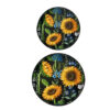 2 Piece Modern Decorative Trays, Round Plastic Frame, Sunflower Motifs