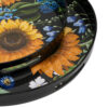 2 Piece Modern Decorative Trays, Round Plastic Frame, Sunflower Motifs