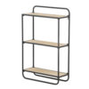 32 Inch Shelving Unit, Black Curved Iron Frame, Three Fir Wood Shelves