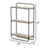 32 Inch Shelving Unit, Black Curved Iron Frame, Three Fir Wood Shelves