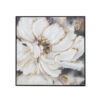 36 x 36 Inch Framed Wall Art, Floral Oil Painting On Canvas, White Gold