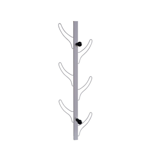34 Inch Wall Mounted Coat and Hat Rack with 8 Hooks, Silver Metal Frame