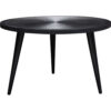 Vio 29 Inch Round Coffee Table, Embossed Surface Patterning, Black Wood