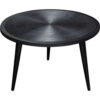 Vio 29 Inch Round Coffee Table, Embossed Surface Patterning, Black Wood