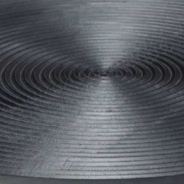 Vio 29 Inch Round Coffee Table, Embossed Surface Patterning, Black Wood