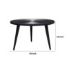 Vio 29 Inch Round Coffee Table, Embossed Surface Patterning, Black Wood