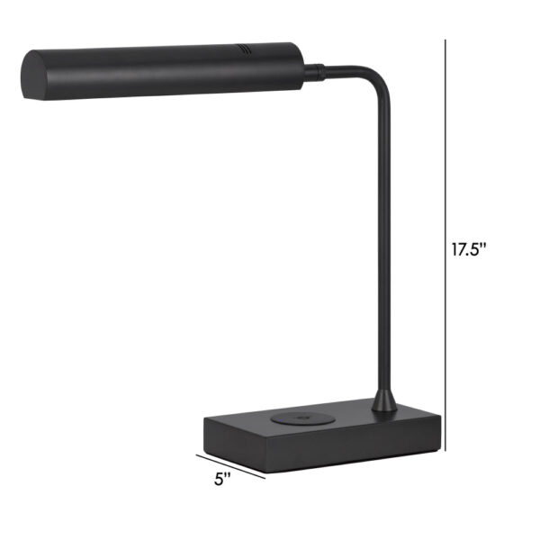 Dyna 18 Inch Integrated LED Desk Lamp, Wireless USB Port, Matte Black