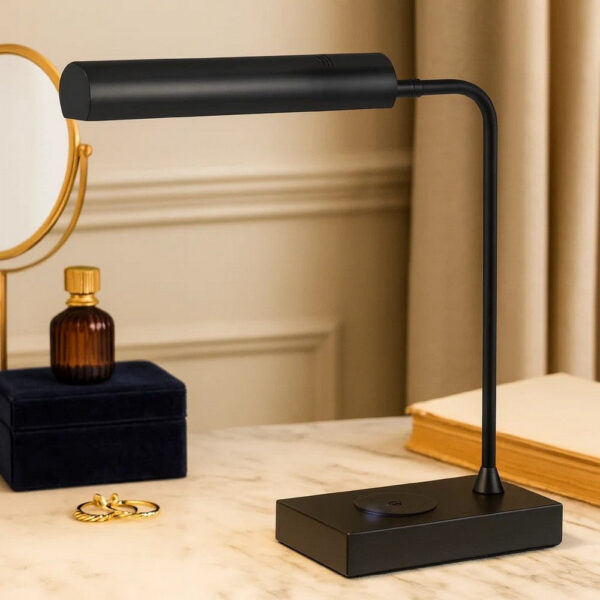 Dyna 18 Inch Integrated LED Desk Lamp, Wireless USB Port, Matte Black