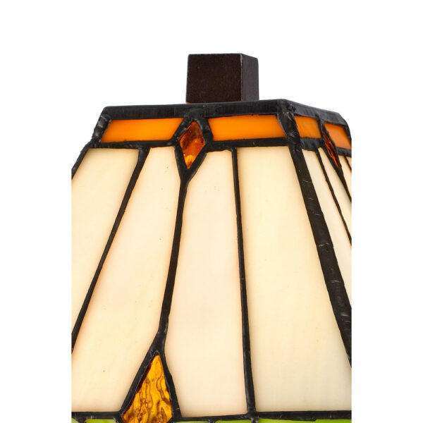 Eli 14 Inch Accent Lamp, Stained Square Tiffany Style Shade, Bronze Frame