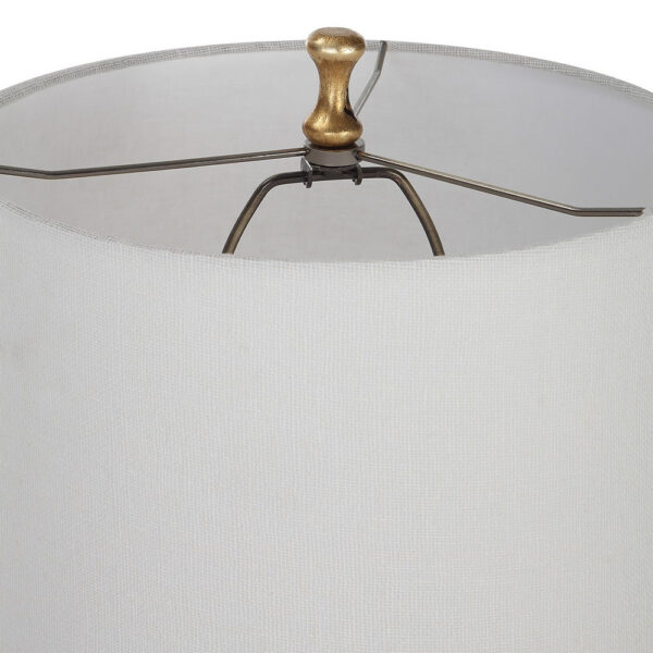 29 Inch Table Lamp, Set of 2, White Tapered Shade, Gold Leaf, Round Base
