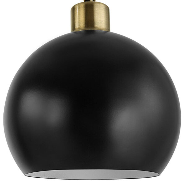 72 Inch Arc Floor Lamp, Black Metal Shade, Marble Foot, Antique Brass