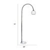 72 Inch Arc Floor Lamp, Black Metal Shade, Marble Foot, Antique Brass