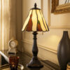 Eli 14 Inch Accent Lamp, Scalloped Stained Tiffany Style Shade, Dark Bronze